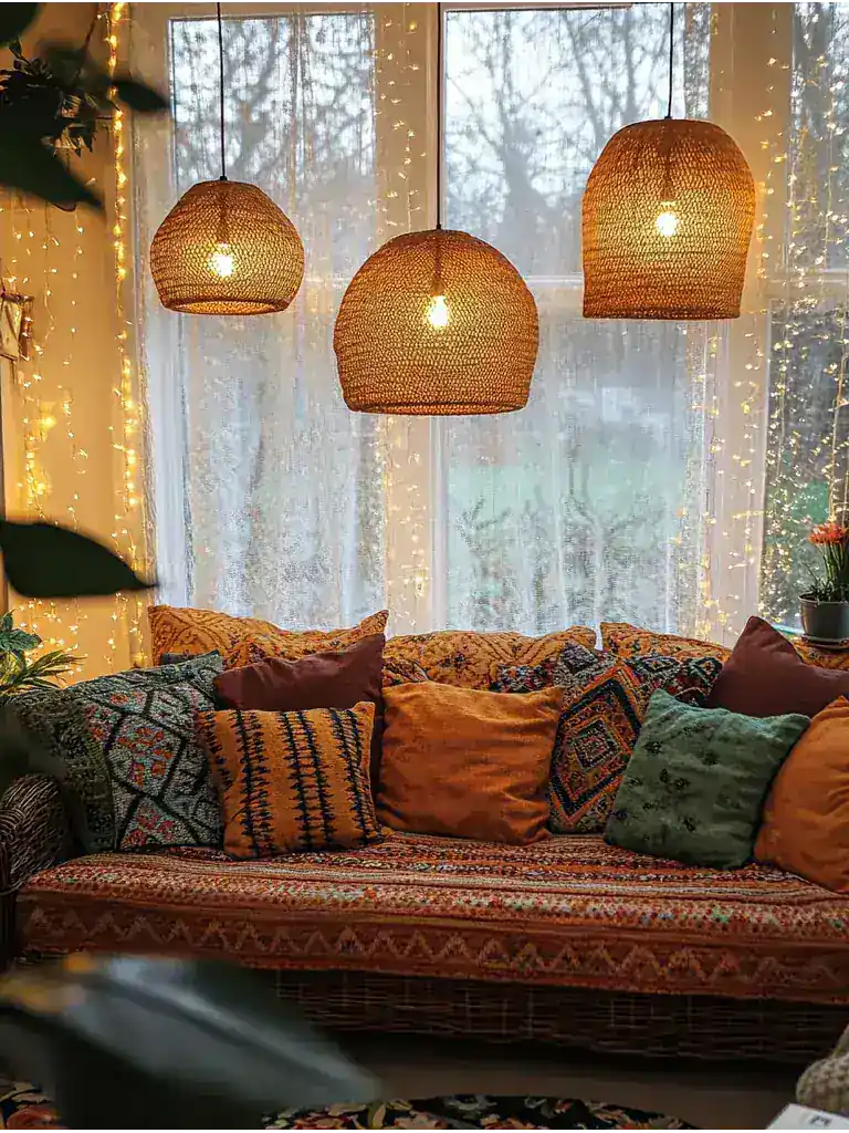 Lighting in a Boho Living Room